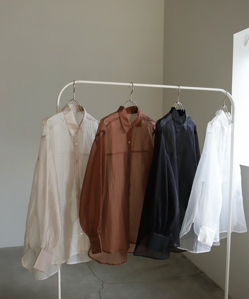select MOCA(セレクトモカ)の「オーガンジーシアーシャツ(シャツ/ブラウス・レディース・ブラウン/ベージュ/ブラック/オフホワイト・FREE)」の15枚目の写真