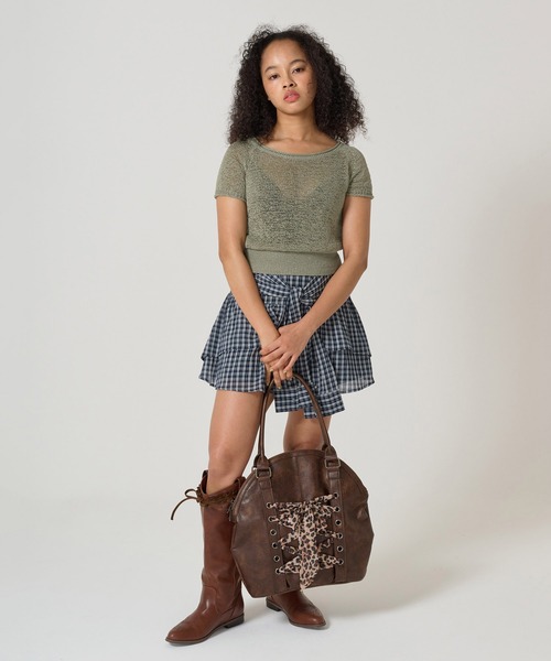 TINA：JOJUN（ティーナジョジュン）の「レースアップ フェイクレザーバッグ TINA：JOJUN（ハンドバッグ・レディース・キャメル/ブラウン・F）」の5枚目の写真