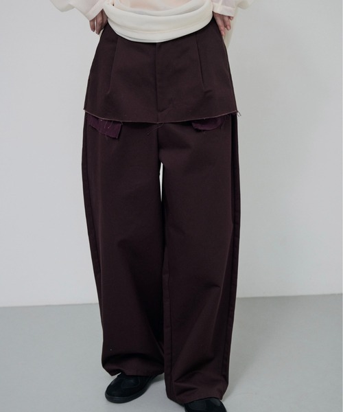 lit(リット)の「【NEW ver.】Layered Like Twill Pants(チノパンツ・レディース・ワイン/チャコールグレー/キナリ・36/38)」の3枚目の写真