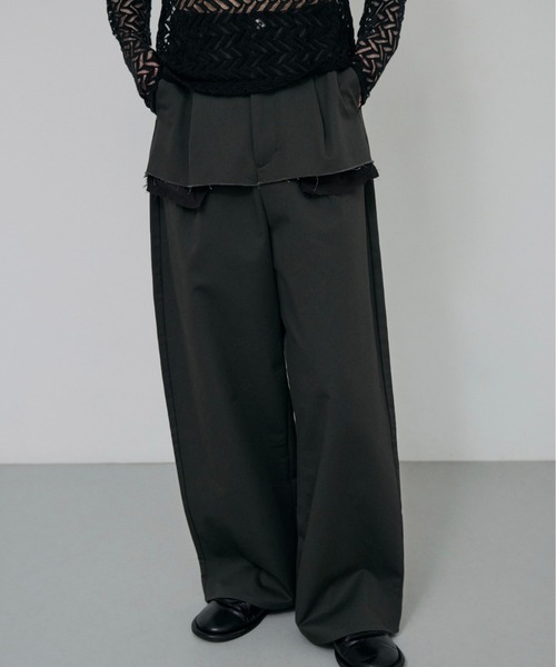 lit(リット)の「【NEW ver.】Layered Like Twill Pants(チノパンツ・レディース・ワイン/チャコールグレー/キナリ・36/38)」の1枚目の写真