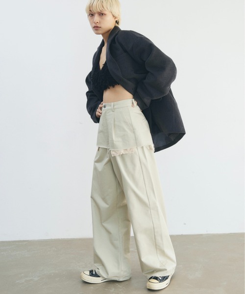 lit(リット)の「【NEW ver.】Layered Like Twill Pants(チノパンツ・レディース・ワイン/チャコールグレー/キナリ・36/38)」の10枚目の写真