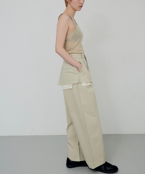 lit(リット)の「【NEW ver.】Layered Like Twill Pants(チノパンツ・レディース・ワイン/チャコールグレー/キナリ・36/38)」の8枚目の写真