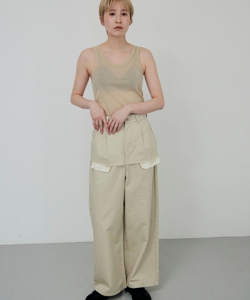 lit(リット)の「【NEW ver.】Layered Like Twill Pants(チノパンツ・レディース・ワイン/チャコールグレー/キナリ・36/38)」の4枚目の写真