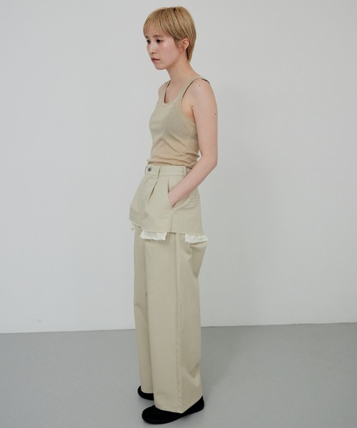 lit(リット)の「【NEW ver.】Layered Like Twill Pants(チノパンツ・レディース・ワイン/チャコールグレー/キナリ・36/38)」の6枚目の写真