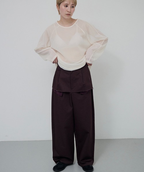 lit(リット)の「【NEW ver.】Layered Like Twill Pants(チノパンツ・レディース・ワイン/チャコールグレー/キナリ・36/38)」の16枚目の写真