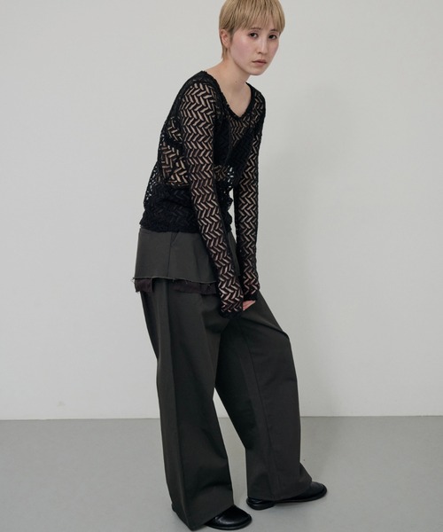 lit(リット)の「【NEW ver.】Layered Like Twill Pants(チノパンツ・レディース・ワイン/チャコールグレー/キナリ・36/38)」の21枚目の写真