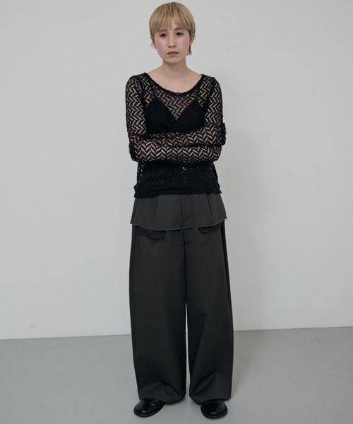 lit(リット)の「【NEW ver.】Layered Like Twill Pants(チノパンツ・レディース・ワイン/チャコールグレー/キナリ・36/38)」の22枚目の写真