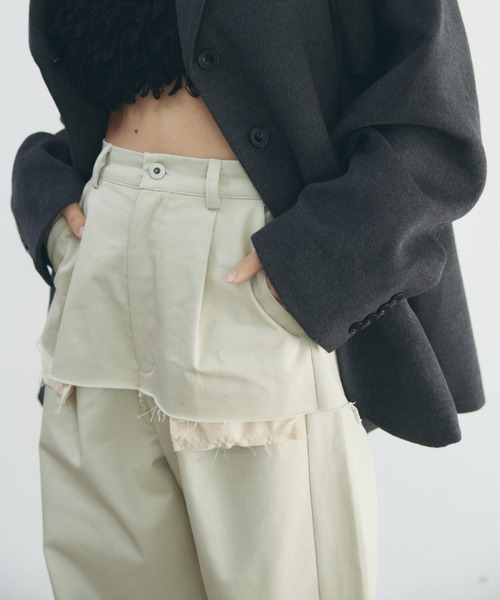 lit(リット)の「【NEW ver.】Layered Like Twill Pants(チノパンツ・レディース・ワイン/チャコールグレー/キナリ・36/38)」の9枚目の写真