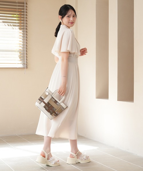 ASTORIA ODIER（アストリアオディール）の「ピンタックフレア袖ワンピース（ワンピース・レディース・ブルーグリーン/ラベンダー/ホワイト/ネイビー/サックスブルー/ブラウン/ワイン・SMALL/MEDIUM/LARGE）」の17枚目の写真