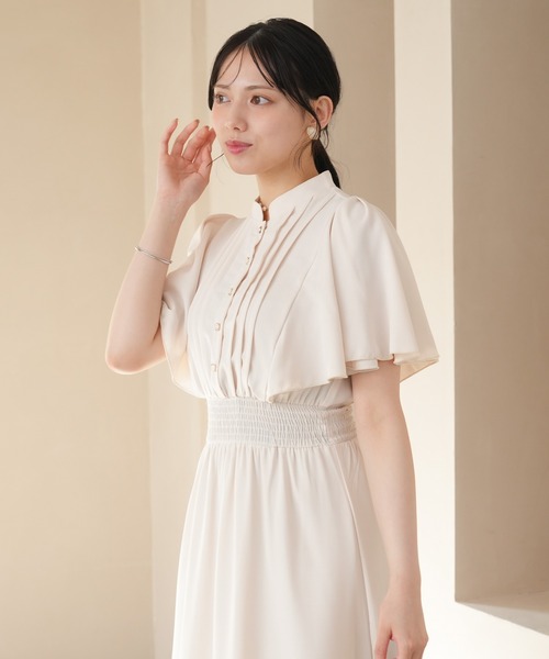 ASTORIA ODIER（アストリアオディール）の「ピンタックフレア袖ワンピース（ワンピース・レディース・ブルーグリーン/ラベンダー/ホワイト/ネイビー/サックスブルー/ブラウン/ワイン・SMALL/MEDIUM/LARGE）」の19枚目の写真