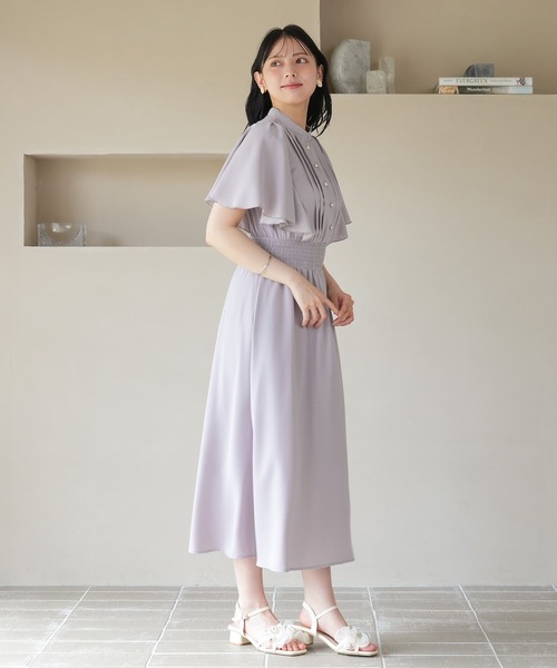 ASTORIA ODIER（アストリアオディール）の「ピンタックフレア袖ワンピース（ワンピース・レディース・ブルーグリーン/ラベンダー/ホワイト/ネイビー/サックスブルー/ブラウン/ワイン・SMALL/MEDIUM/LARGE）」の10枚目の写真