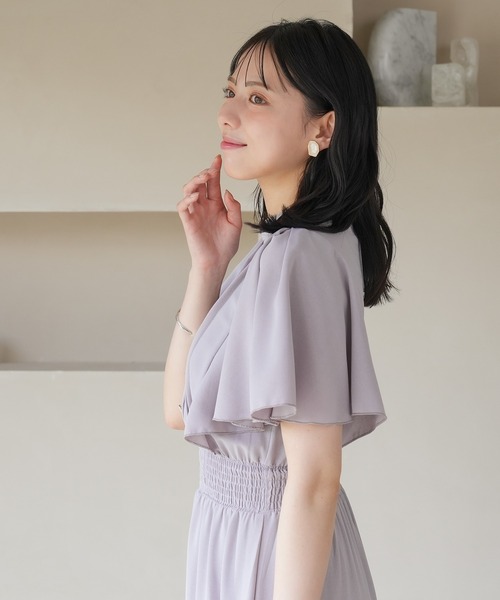 ASTORIA ODIER（アストリアオディール）の「ピンタックフレア袖ワンピース（ワンピース・レディース・ブルーグリーン/ラベンダー/ホワイト/ネイビー/サックスブルー/ブラウン/ワイン・SMALL/MEDIUM/LARGE）」の11枚目の写真