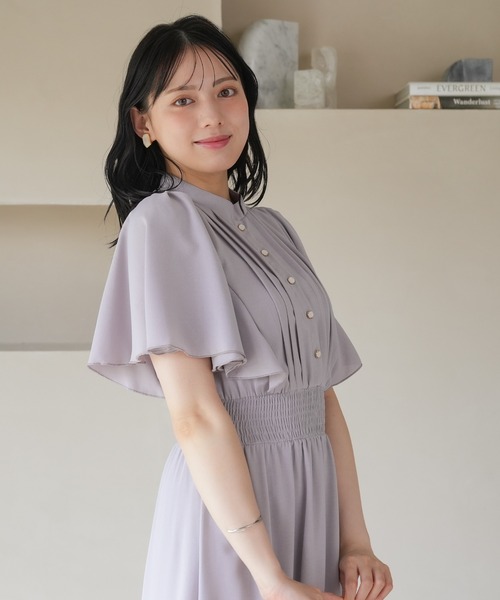 ASTORIA ODIER（アストリアオディール）の「ピンタックフレア袖ワンピース（ワンピース・レディース・ブルーグリーン/ラベンダー/ホワイト/ネイビー/サックスブルー/ブラウン/ワイン・SMALL/MEDIUM/LARGE）」の13枚目の写真