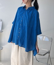 AS KNOW AS plus | ●インドコットン ドットジャガード切替えゆるビッグシャツ(シャツ/ブラウス)