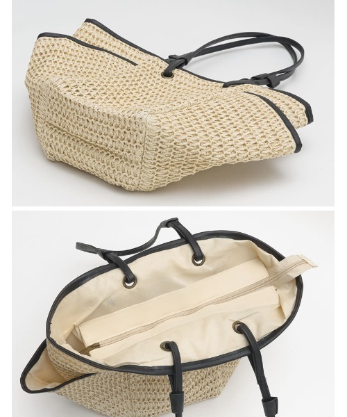 Re:EDIT（リエディ）の「ペーパーサイドポケットトートバッグ（かごバッグ・レディース・ブラウン/ベージュ・FREE）」の10枚目の写真