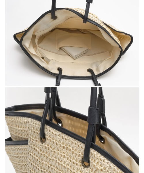 Re:EDIT（リエディ）の「ペーパーサイドポケットトートバッグ（かごバッグ・レディース・ブラウン/ベージュ・FREE）」の11枚目の写真