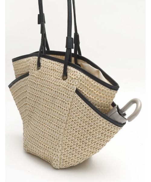 Re:EDIT（リエディ）の「ペーパーサイドポケットトートバッグ（かごバッグ・レディース・ブラウン/ベージュ・FREE）」の12枚目の写真