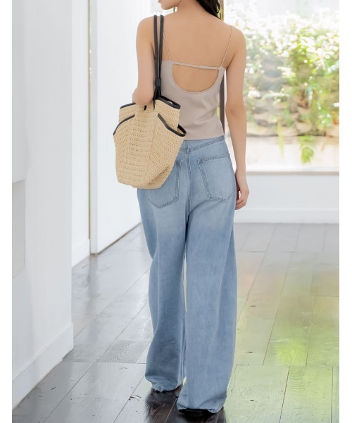 Re:EDIT（リエディ）の「ペーパーサイドポケットトートバッグ（かごバッグ・レディース・ブラウン/ベージュ・FREE）」の5枚目の写真