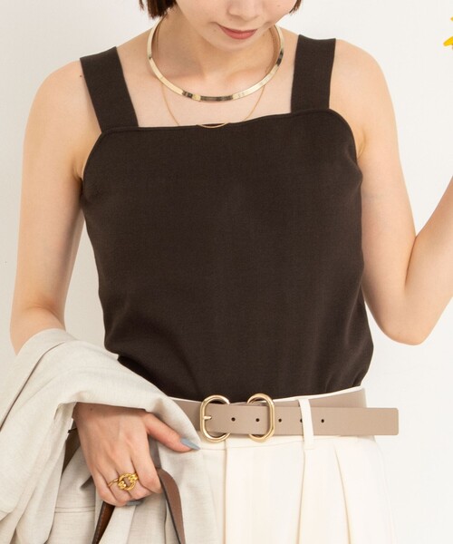 NOLLEY’S Sophi（ノーリーズソフィ）の「《手洗い可能》総針ニットキャミソール（キャミソール・レディース・ホワイト/ダークブラウン/ブラック・FREE）」の3枚目の写真