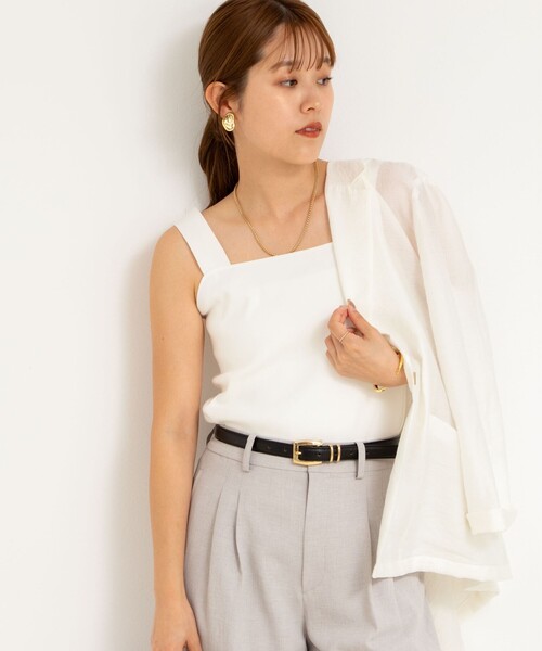 NOLLEY’S Sophi（ノーリーズソフィ）の「《手洗い可能》総針ニットキャミソール（キャミソール・レディース・ホワイト/ダークブラウン/ブラック・FREE）」の9枚目の写真