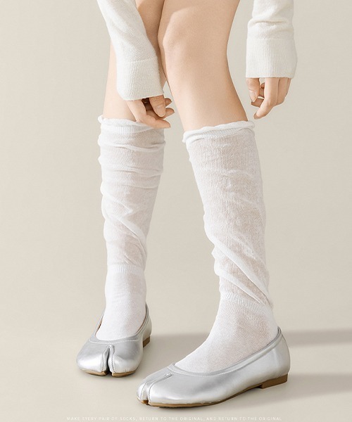 c.u.l（シーユーエル）の「ルーズ仕様 シアー 足袋ソックス ミドル丈靴下 cula1168（ソックス/靴下・レディース・アイボリー/ブラック/ホワイト/グレー/ベージュ・FREE）」の2枚目の写真