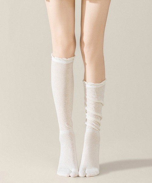 c.u.l（シーユーエル）の「ルーズ仕様 シアー 足袋ソックス ミドル丈靴下 cula1168（ソックス/靴下・レディース・アイボリー/ブラック/ホワイト/グレー/ベージュ・FREE）」の7枚目の写真