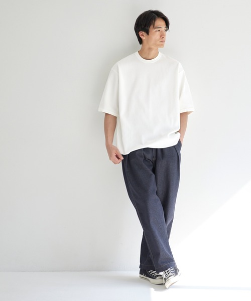 coca(coca)(コカ)の「EASYTEXワッフルワイドラウンドTシャツ(Tシャツ/カットソー・メンズ・ブラック/ホワイト・M/L/XL)」の14枚目の写真