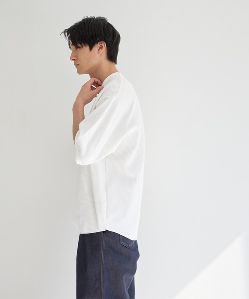 coca(coca)(コカ)の「EASYTEXワッフルワイドラウンドTシャツ(Tシャツ/カットソー・メンズ・ブラック/ホワイト・M/L/XL)」の15枚目の写真