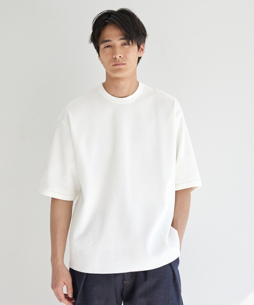 coca(coca)(コカ)の「EASYTEXワッフルワイドラウンドTシャツ(Tシャツ/カットソー・メンズ・ブラック/ホワイト・M/L/XL)」の17枚目の写真