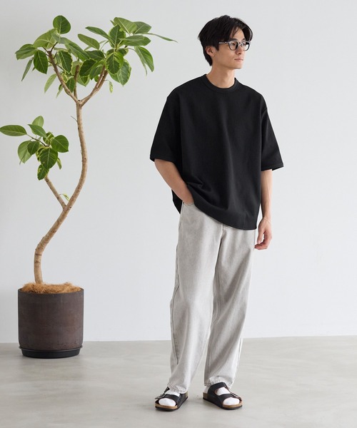 coca(coca)(コカ)の「EASYTEXワッフルワイドラウンドTシャツ(Tシャツ/カットソー・メンズ・ブラック/ホワイト・M/L/XL)」の3枚目の写真