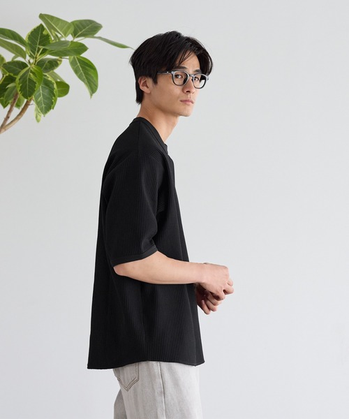 coca(coca)(コカ)の「EASYTEXワッフルワイドラウンドTシャツ(Tシャツ/カットソー・メンズ・ブラック/ホワイト・M/L/XL)」の5枚目の写真