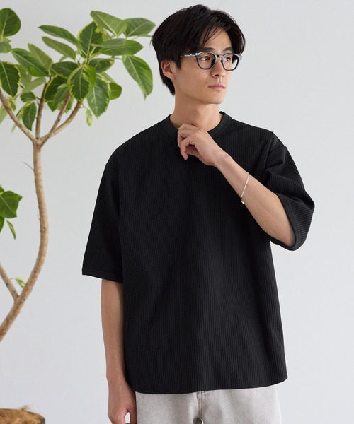 coca(coca)(コカ)の「EASYTEXワッフルワイドラウンドTシャツ(Tシャツ/カットソー・メンズ・ブラック/ホワイト・M/L/XL)」の6枚目の写真