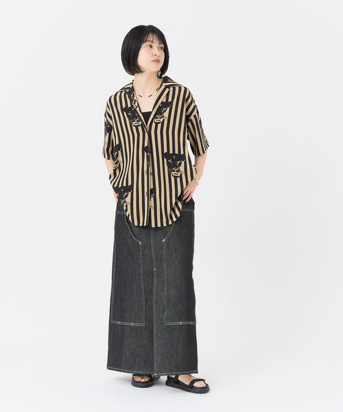 アルディーノアール HARDY NOIR 25SS LIPプリントオープンカラーシャツ 半袖シャツ 25051208109020 ブラック サイズ：F HARDY NOIR ブラウス シャツ LIPプリントオープンカラーシャツ