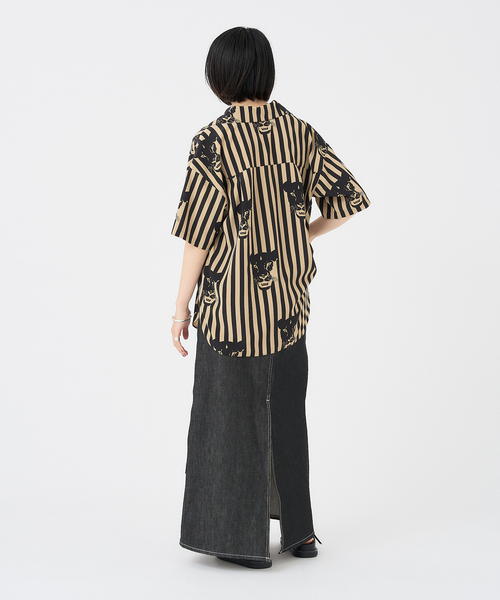 アルディーノアール HARDY NOIR 25SS LIPプリントオープンカラーシャツ 半袖シャツ 25051208109020 ブラック サイズ：F LIPプリントオープンカラーシャツ（シャツ／ブラウス）｜HARDY