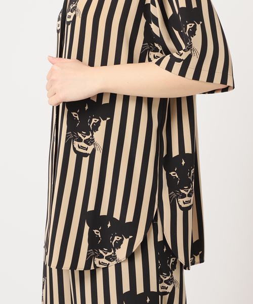 アルディーノアール HARDY NOIR 25SS LIPプリントオープンカラーシャツ 半袖シャツ 25051208109020 ブラック サイズ：F LIPプリントオープンカラーシャツ（シャツ／ブラウス）｜HARDY