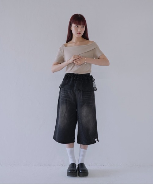 Uenui(ウニュイ)の「レース フリル ラップ スカート(スカート・レディース・ブラック/ホワイト・FREE)」の22枚目の写真