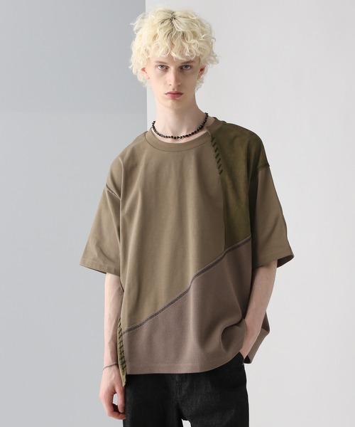 HARE(ハレ)の「トリプルキリカエステッチカット(HARE)(Tシャツ/カットソー・メンズ・ブラック/グレー/ブラウン・FREE)」の3枚目の写真