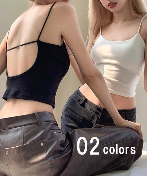 Coo+i（クーイ）の「カップ付き バックオープンキャミソール（キャミソール・レディース・ブラック/ホワイト・FREE）」の4枚目の写真
