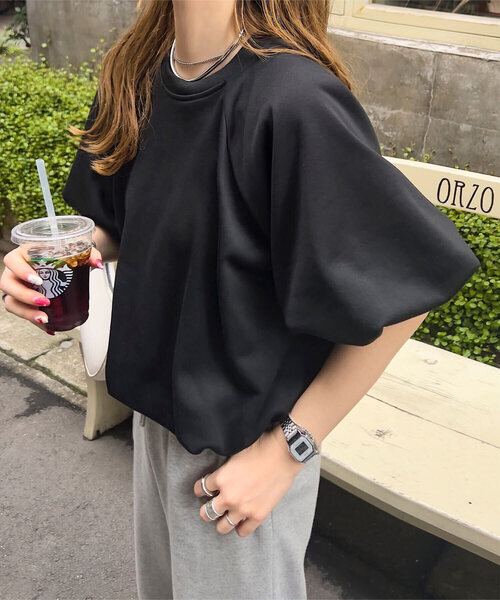 KOBE LETTUCE（コウベレタス）の「ラグランスウェットバルーントップス（スウェット・レディース・ピンク/ブラック/オフホワイト/グレー・M）」の3枚目の写真