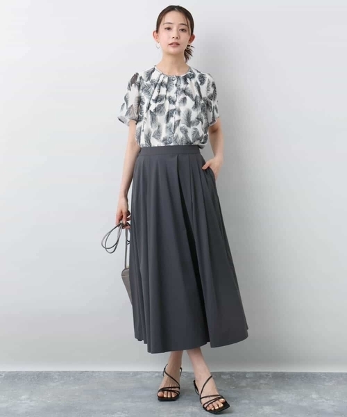 MK MICHEL KLEIN(エムケーミッシェルクラン)の「ジャージーフレアスカート/接触冷感/速乾/洗える(スカート・レディース・グレイッシュベージュ/ピンク/ダークグレー・38)」の10枚目の写真