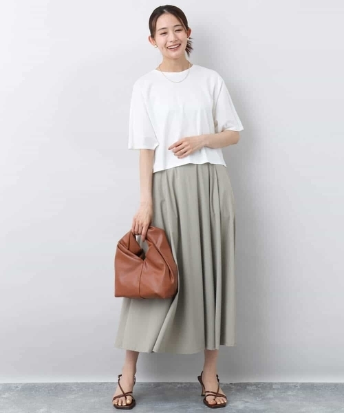 MK MICHEL KLEIN(エムケーミッシェルクラン)の「ジャージーフレアスカート/接触冷感/速乾/洗える(スカート・レディース・グレイッシュベージュ/ピンク/ダークグレー・38)」の18枚目の写真