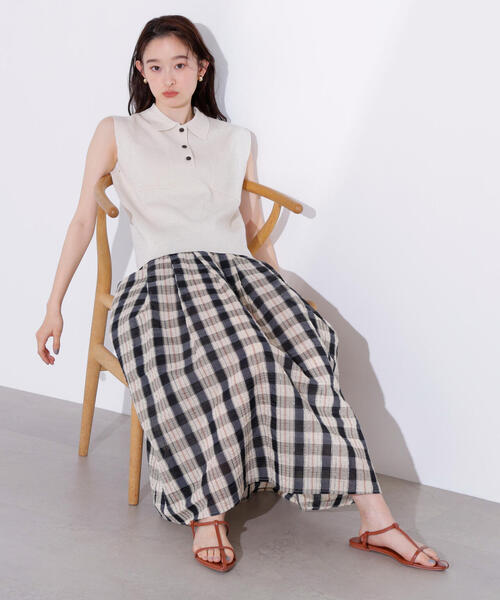N.Natural Beauty Basic ラメ混ポロエリニット　ブルー エヌ ナチュラルビューティーベーシック N. Natural Beauty