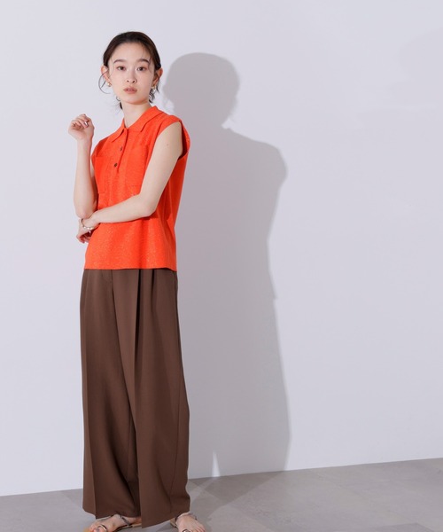 N.（N. Natural Beauty Basic）（エヌエヌナチュラルビューティーベーシック）の「ラメ混ポロエリニット（ポロシャツ・レディース・オレンジ/ブルー/オフホワイト・MEDIUM）」の18枚目の写真