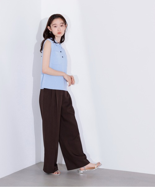 N.（N. Natural Beauty Basic）（エヌエヌナチュラルビューティーベーシック）の「ラメ混ポロエリニット（ポロシャツ・レディース・オレンジ/ブルー/オフホワイト・MEDIUM）」の10枚目の写真