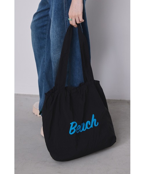 un/neu(アンノイ)の「Beachナイロントートバッグ / カラーロゴトート / 巾着型トート / 軽量(トートバッグ・レディース・レッド/ブラック/イエロー・FREE)」の2枚目の写真