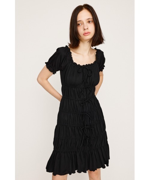 SLY(スライ)の「GATHER RIBBON CUT S/OP ギャザー リボン カット ショートワンピース 夏服 半袖(ワンピース・レディース・ブラウン/杢グレー/ブラック・FREE)」の15枚目の写真