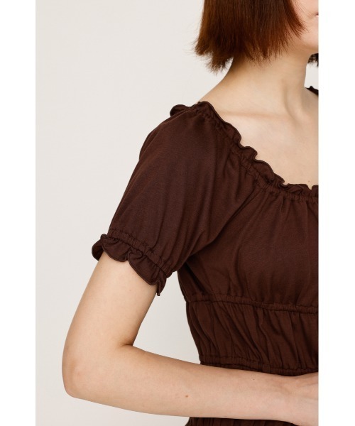 SLY(スライ)の「GATHER RIBBON CUT S/OP ギャザー リボン カット ショートワンピース 夏服 半袖(ワンピース・レディース・ブラウン/杢グレー/ブラック・FREE)」の11枚目の写真