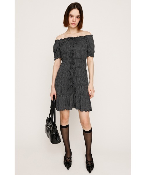 SLY(スライ)の「GATHER RIBBON CUT S/OP ギャザー リボン カット ショートワンピース 夏服 半袖(ワンピース・レディース・ブラウン/杢グレー/ブラック・FREE)」の18枚目の写真