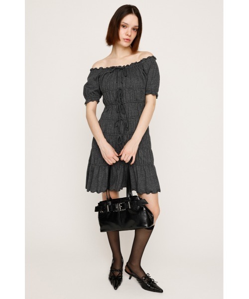 SLY(スライ)の「GATHER RIBBON CUT S/OP ギャザー リボン カット ショートワンピース 夏服 半袖(ワンピース・レディース・ブラウン/杢グレー/ブラック・FREE)」の19枚目の写真