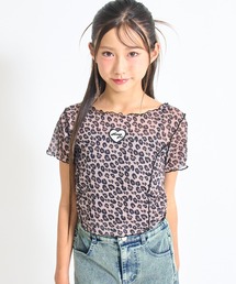 ANAP GｉRL（アナップガール）の「レオパード柄 シアー トップス × キャミソール SET【キッズお揃い】（Tシャツ/カットソー・キッズ）」